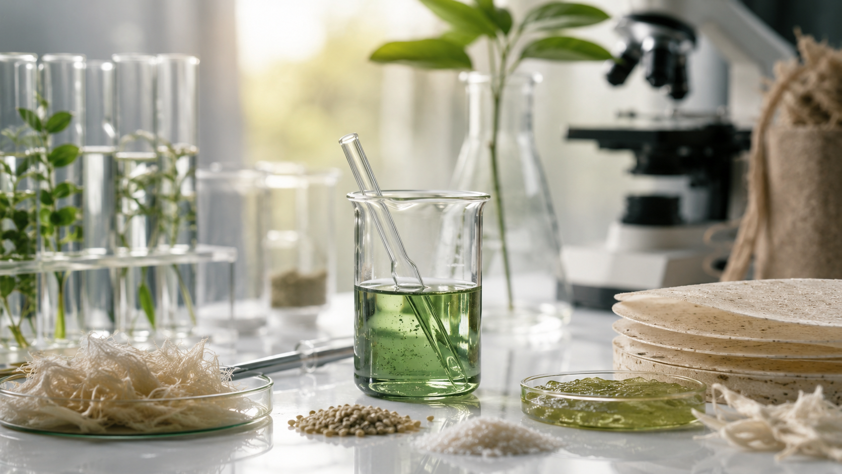 Laboratorium bioteknologi dengan material berbasis alam